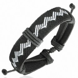 Bracelet ajustable en cuir avec zigzag fantaisie - Bracelet en cuir