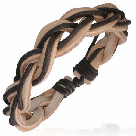 Bracelet réglable en cuir tressé en corde