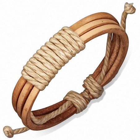 Bracelet en cuir ajustable en corde triple enroulement 7