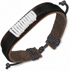 Bracelet ajustable en corde de cuir marron