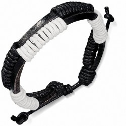 Bracelet ajustable en corde à lanières multiples en cuir noir