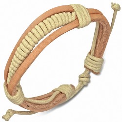 Bracelet en cuir ajustable en corde triple enroulement 8