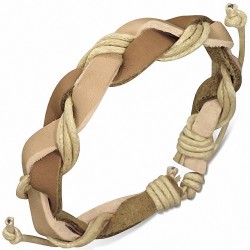 Bracelet ajustable en cuir avec cordon de cuir tressé