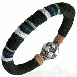 Bracelet à bascule en cuir multicolore avec cordon de cuir noir