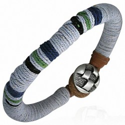 Bracelet à bascule en cuir multicolore avec cordon de cuir gris