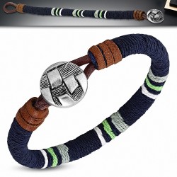 Bracelet à bascule en cuir multicolore avec cordon de cuir bleu marine