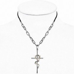 Alliage Spirale Dragon Croix Latine charm Lien Chaîne Noir Cordon Collier