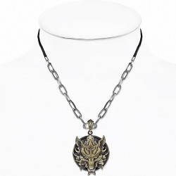 Alliage collier de chaîne charm de cercle de tête de dragon chaîne de cordon noir