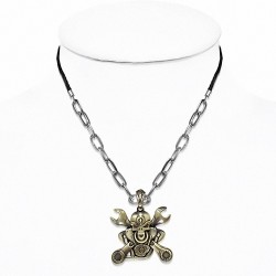 Croix de crâne Alliage charm chaîne de lien noir cordon cordon Biker Collier