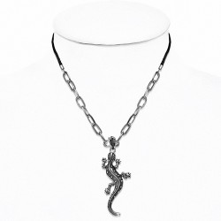 Alliage spirale chanceux lézard porte-bonheur chaîne collier noir cordon cordon