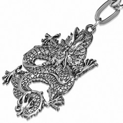 Alliage chaîne de lien charm de dragon en spirale collier de cordon noir