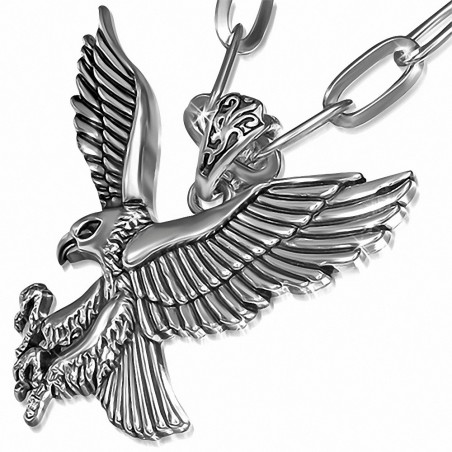 Alliage alliage aigle chaîne de lien charm collier noir cordon cordon