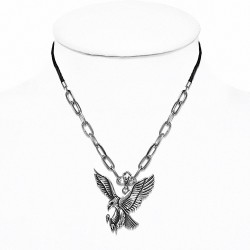 Alliage alliage aigle chaîne de lien charm collier noir cordon cordon