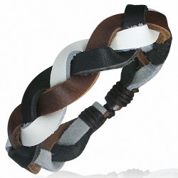 Bracelet ajustable en cuir tressé  et à multiples cordes