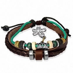 Bracelet en cuir marron ajustable avec bretelles fantaisie en forme de corde multicolore tressée