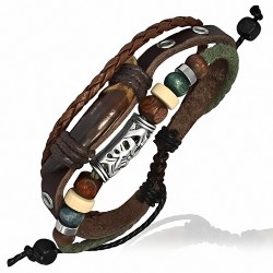 Bracelet ajustable en cuir avec bandeau tressé Bali en perles multicolores