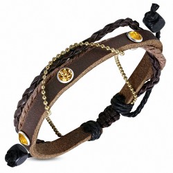 Bracelet ajustable en cuir avec cordon de chaîne de corde de couleur