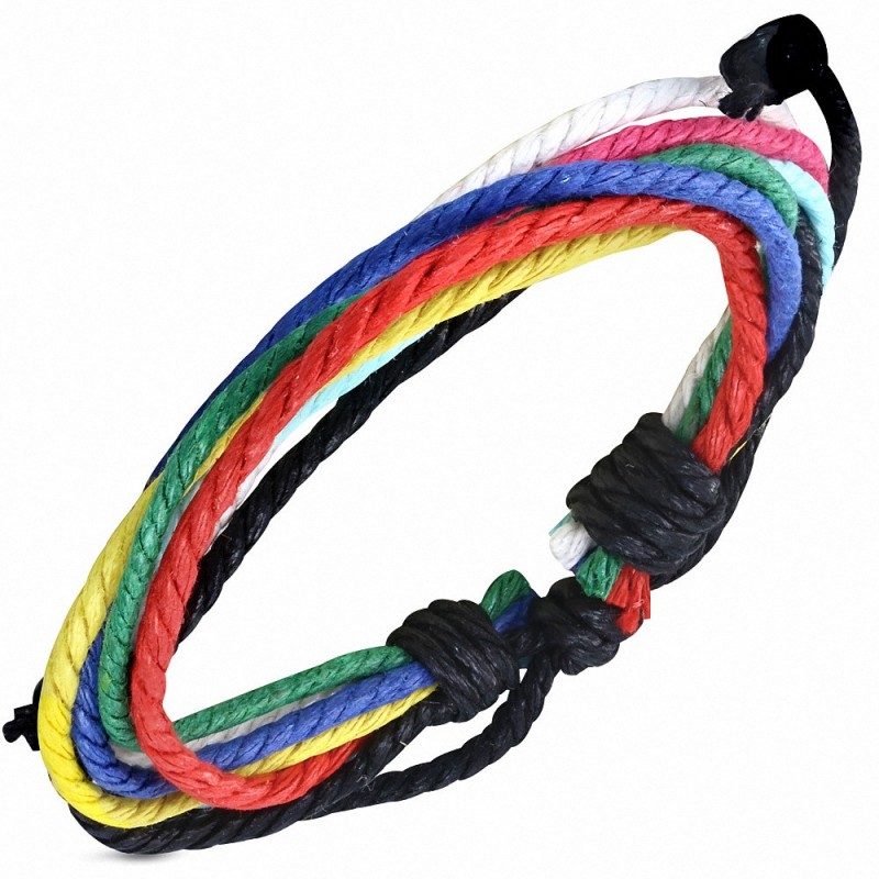Bracelet ajustable en corde multicolore 927