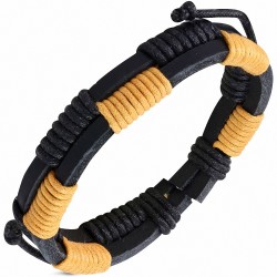 Bracelet ajustable en cuir avec cordelette orange et noire