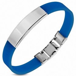 Bracelet bicolore en caoutchouc bleu royal avec montre à graver en acier inoxydable