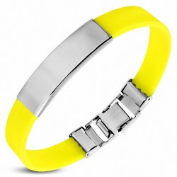 Bracelet 2 tons en caoutchouc jaune avec montre à graver en acier inoxydable