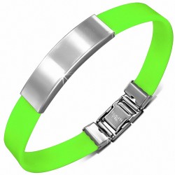 Bracelet bicolore en caoutchouc vert citron avec montre à graver en acier inoxydable