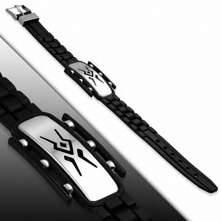 Bracelet en caoutchouc noir avec boucle de découpe en acier inoxydable Arrow Watch-Style