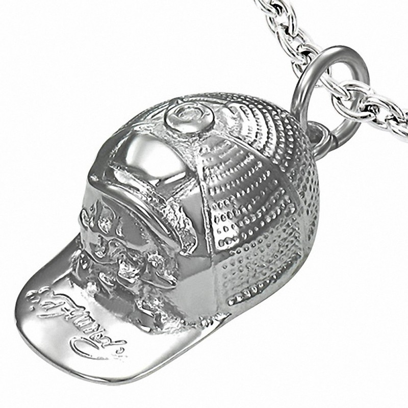 Pendentif Sport  casquette de baseball gravée en acier inoxydable