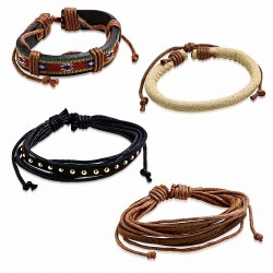 Ensemble de bracelets en cuir corde et tissé