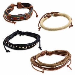 Ensemble de bracelets en cuir tissu et corde