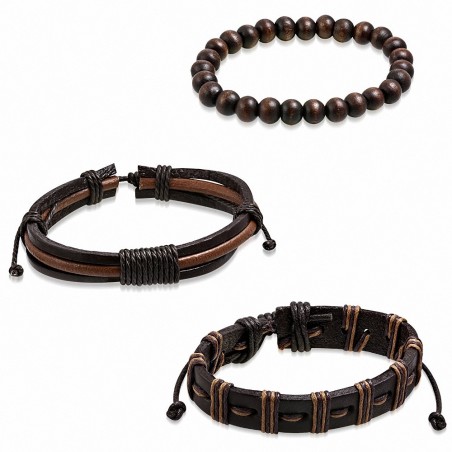 Ensemble de bracelets | Jeu de bracelets en cuir réglables en cuir avec cordon de serrage