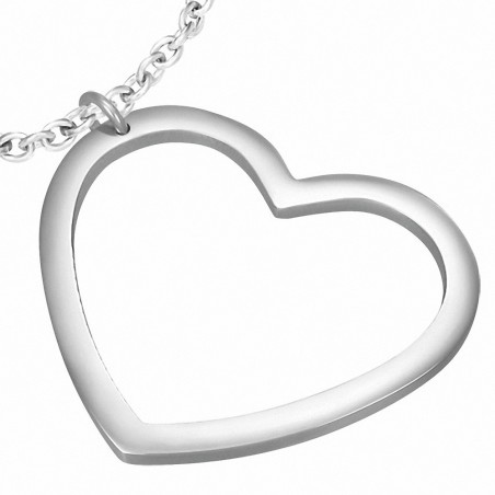 Pendentif breloque coeur d'amour ouvert en acier inoxydable