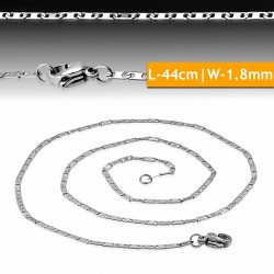 L-46cm | W-1.8mm Chaîne à maillons ovales style Zip avec fermoir mousqueton en acier inoxydable