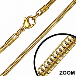 L-55cm | W-3mm Chaîne à maillons en forme de serpent avec fermoir mousqueton en acier inoxydable doré