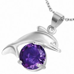 Alliage à facettes violet / boule de cristal violet sautant pendentif charm de dauphin