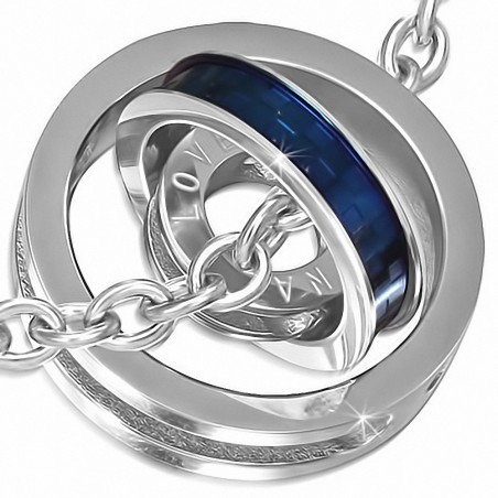 Pendentif cercle concentrique Love 2 pièces en acier inoxydable 2 tons