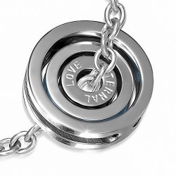 Pendentif cercle concentrique Love 2 pièces en acier inoxydable 2 tons