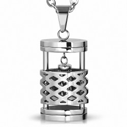 Pendentif charm de lampe / lanterne en grille en acier inoxydable