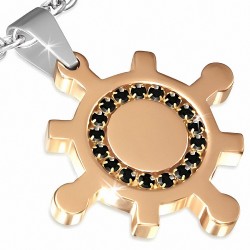 Pendentif breloque 2 barres / barre en acier inoxydable gemme noir