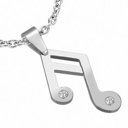 Pendentif double note de musique en acier inoxydable gemme