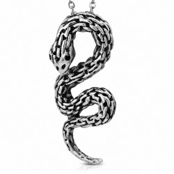 Pendentif motard serpent spirale bicolore effet chaine en acier inoxydable