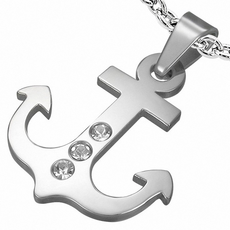 Pendentif croix d'ancre marine en acier inoxydable avec acier inoxydable