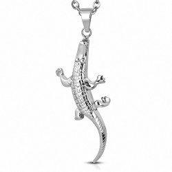 Pendentif en acier inoxydable avec breloque crocodile en spirale