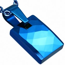 Pendentif mini rectangle taillé façon diamant en carbure de tungstène bleu