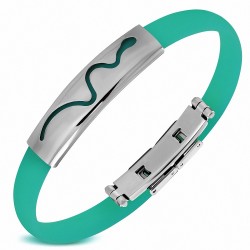 Bracelet caoutchouc vert menthe style montre fine avec motif serpent zodiaque chinois en acier inoxydable et fermeture à clips