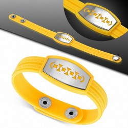 Bracelet caoutchouc jaune avec clé grecque style montre avec motif géométrique en acier inoxydable et fermeture à pression