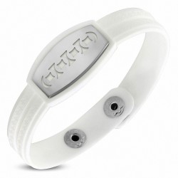 Bracelet caoutchouc blanc avec clé grecque style montre avec motif géométrique en acier inoxydable et fermeture à pression