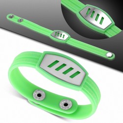 Bracelet caoutchouc vert pomme avec clé grecque style montre avec motif diagonale en acier inoxydable et fermeture à pression