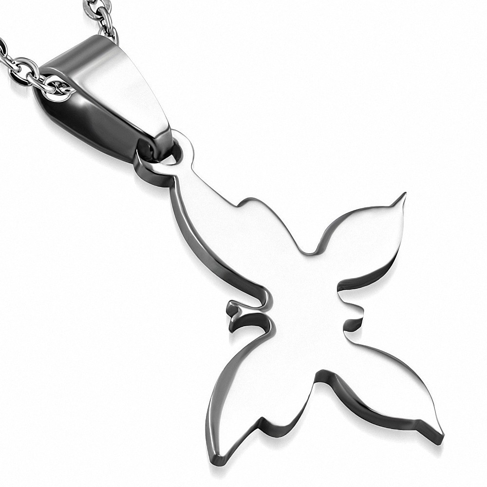 Pendentif papillon plat en acier inoxydable de 2