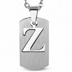 Pendentif en forme d'étiquette alphabet Z en acier inoxydable